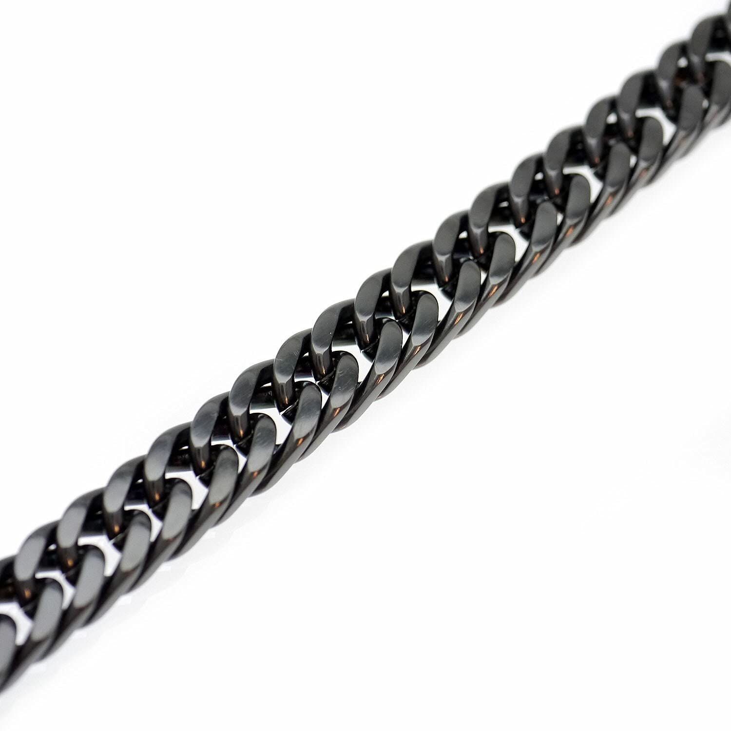 [シルバーワン] ダブル 喜平 ブレスレット [黒 4面カット 幅10mm] 中折れ式 クリップ メンズ c6 ステンレス