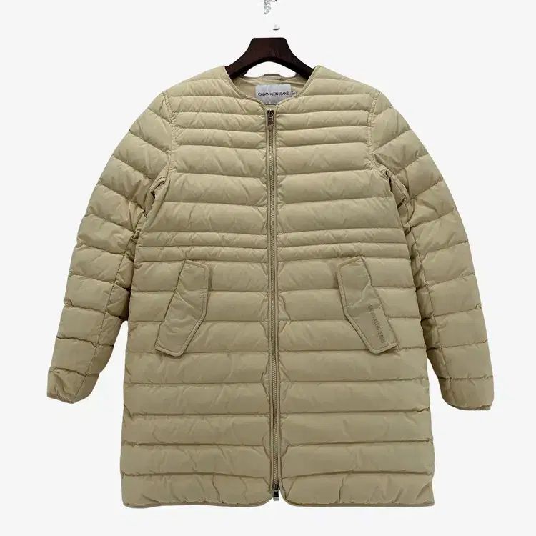 (XS) Calvin Klein カルバン・クライン ベージュ レディース 軽量 ダウンジャケット ロング丈