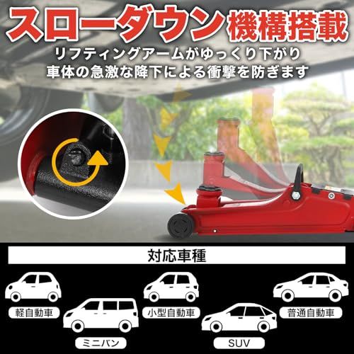BAL(大橋産業) 車用 油圧 フロアージャッキ 2.5t 【最高値 410mm 最低値 125mm】スローダウン機構 乗用車 軽自動車 小型車 ミニバン No.2103kk