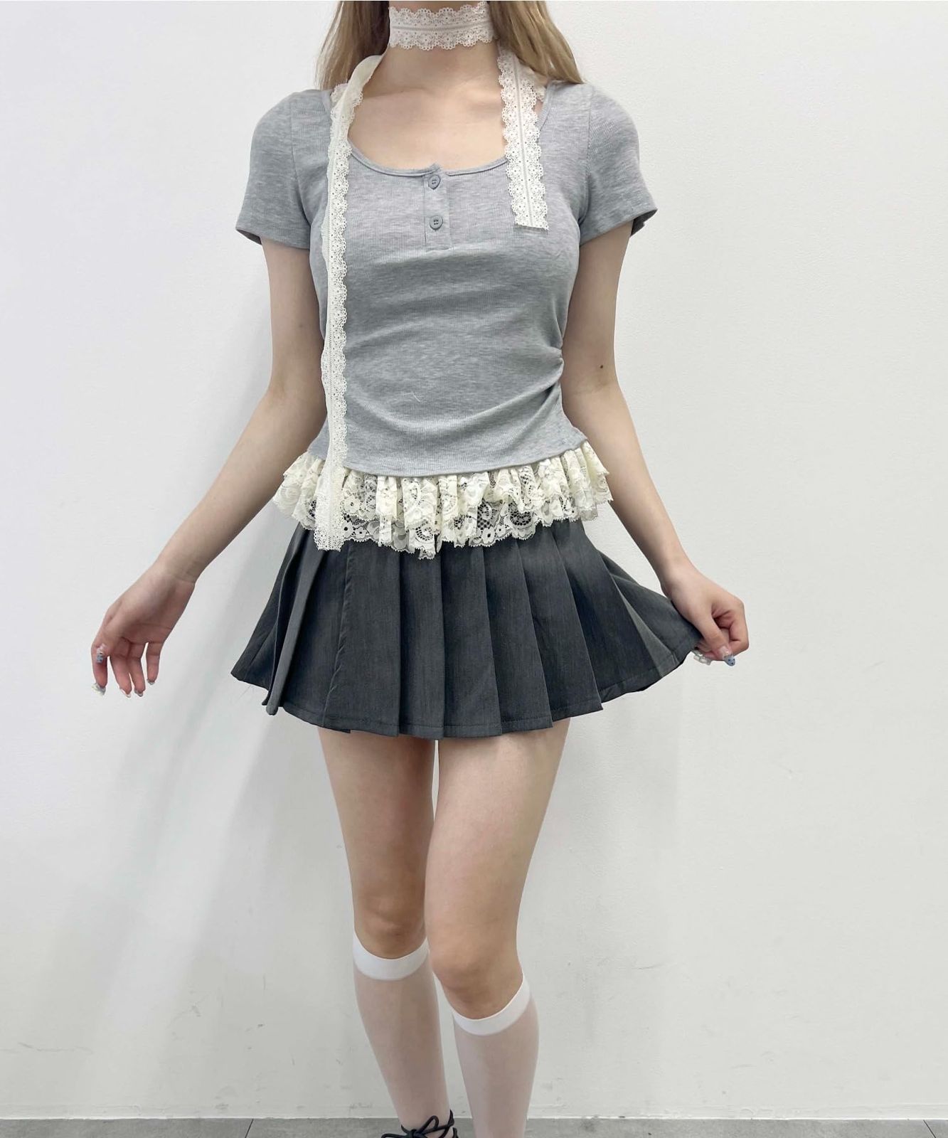 [ウィゴー] PHILLY レース チョーカー ドッキング トップス 服 夏服 レディース F グレー