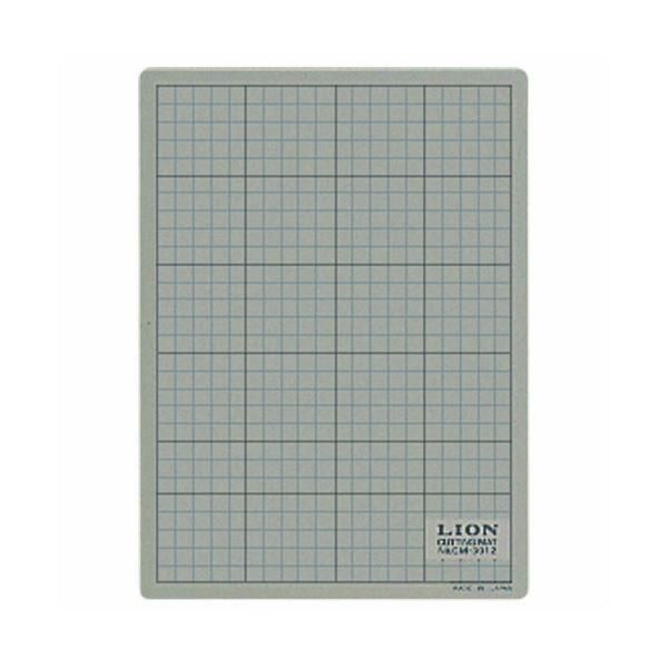 (まとめ) ライオン事務器 カッティングマット 再生PVC製 両面使用 300×220×3mm 灰/黒 CM-3012 1枚 〔×4セット〕