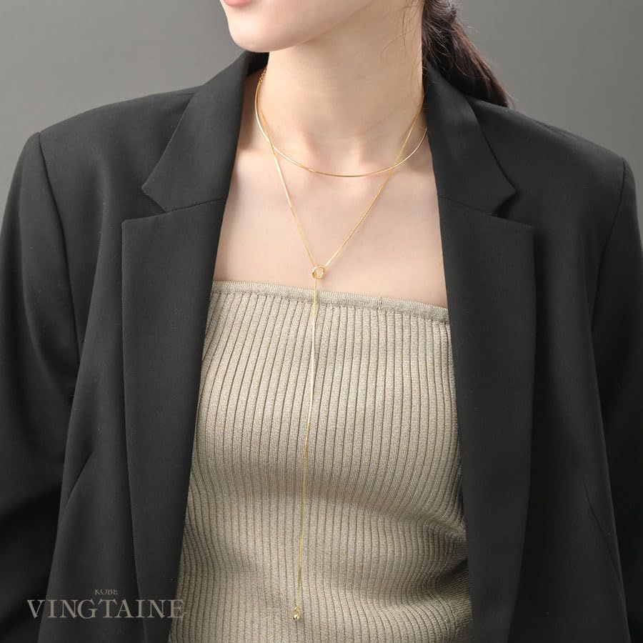 ヴァンテーヌ VINGTAINE ネックカフとY字チェーンのレイヤードネックレス ネックカフ チョーカー ネックレス Y字 メタル シンプル 重ね付け きれいめ C3372-G- - メルカリ