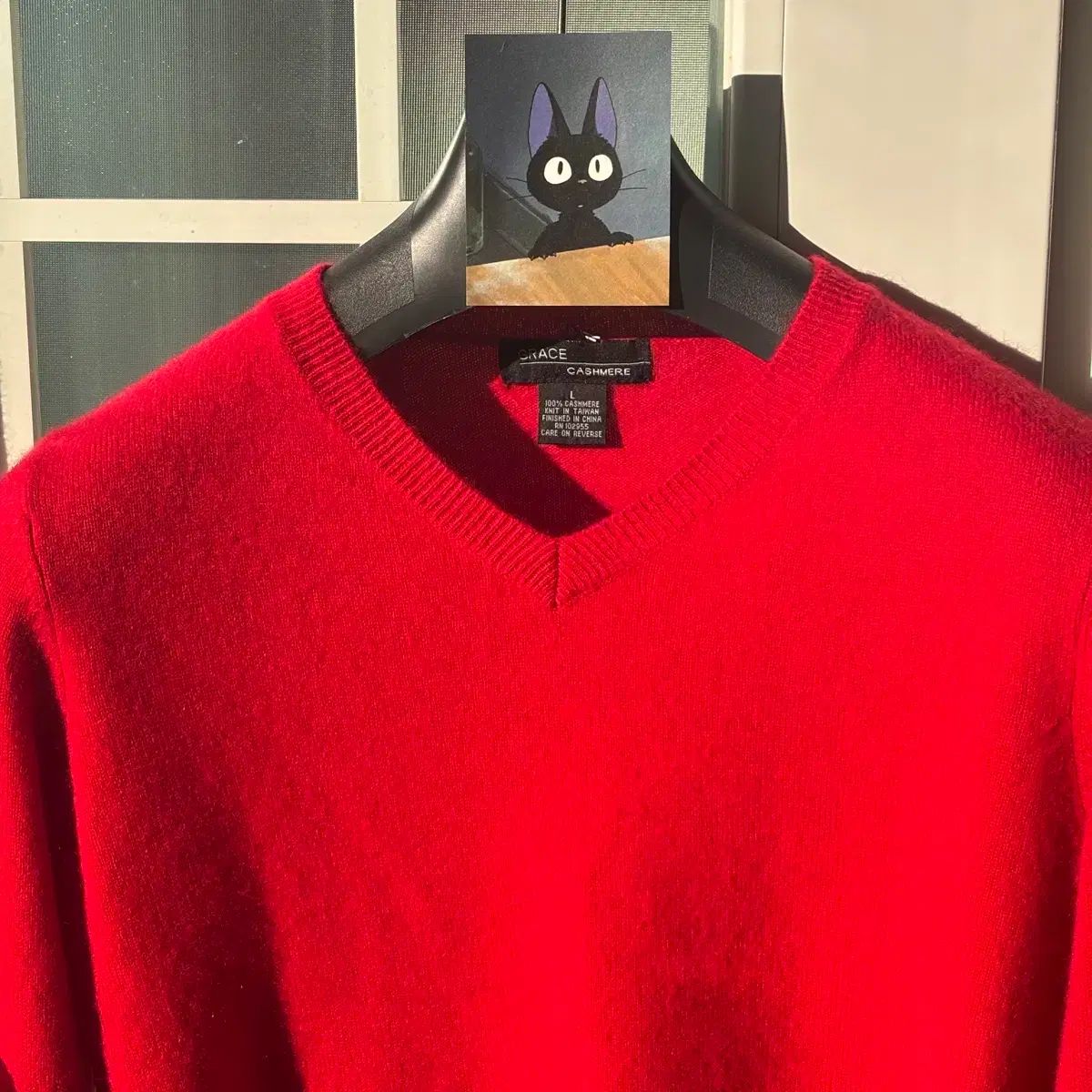 ヴィンテージ カシミア 100% レッド Vネック ニット - 断捨離