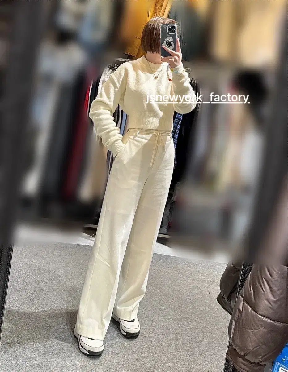 js NEW YORK セール (当日発送) 完売 ハイウエスト 紐 ウール ワイドパンツ (フィット完全綺麗)
