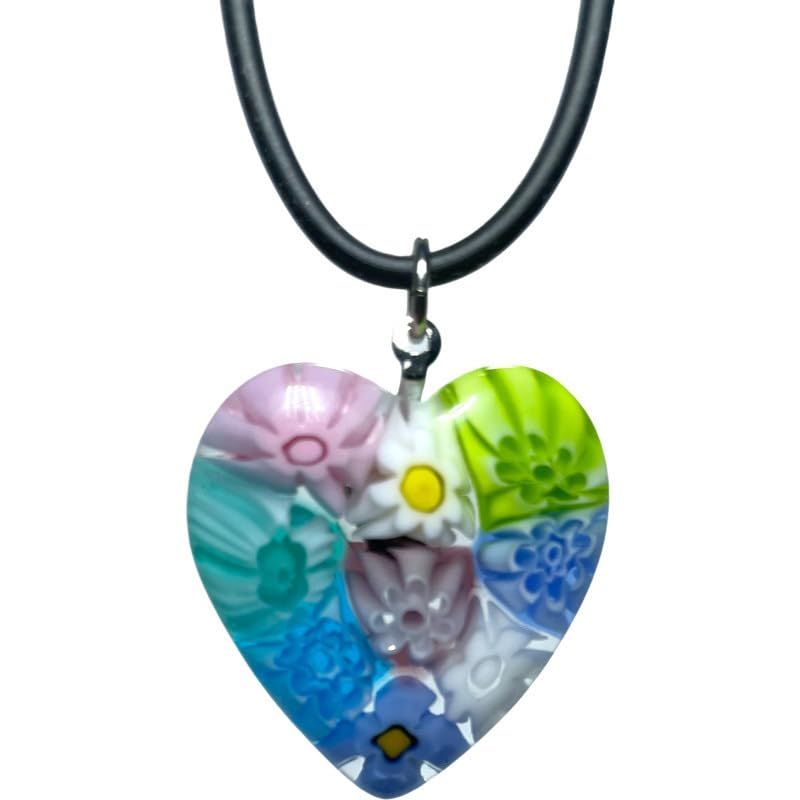 【 Itary venetian necklace 】ベネチアンガラス/ハート レディース チョーカー ネックレス/イタリア ムラーノ ミルフィオリ ガラス 輸入品/murano glass [並行輸入品]