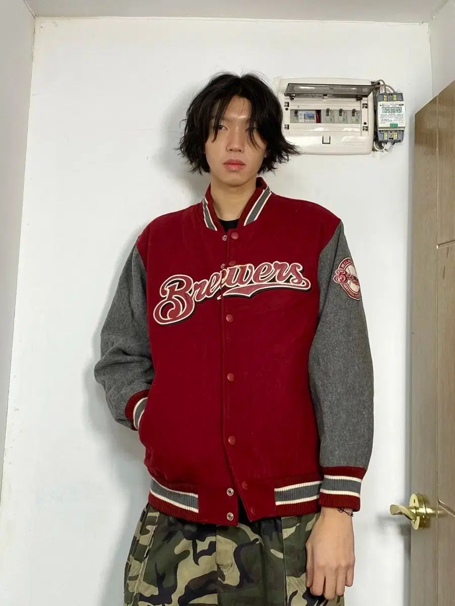 MLB 엠엘비 バーガンディ スタジアム ジャケット スタジャン