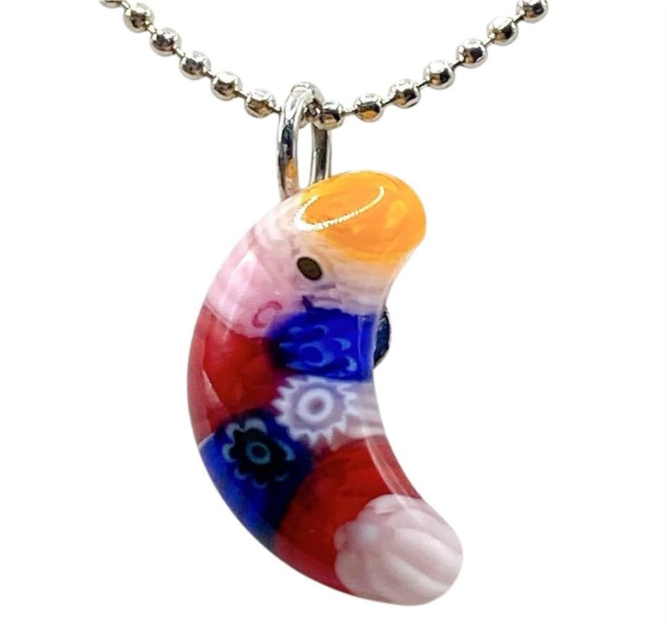 【 ITALY MURANO GLASS 】 ミルフィオリ ガラス 月 ムーン 三日月 チョーカー ネックレス/レディース ファッション アクセリー/イタリア ヴェネチアンガラス 輸入 品 [並行輸入品]