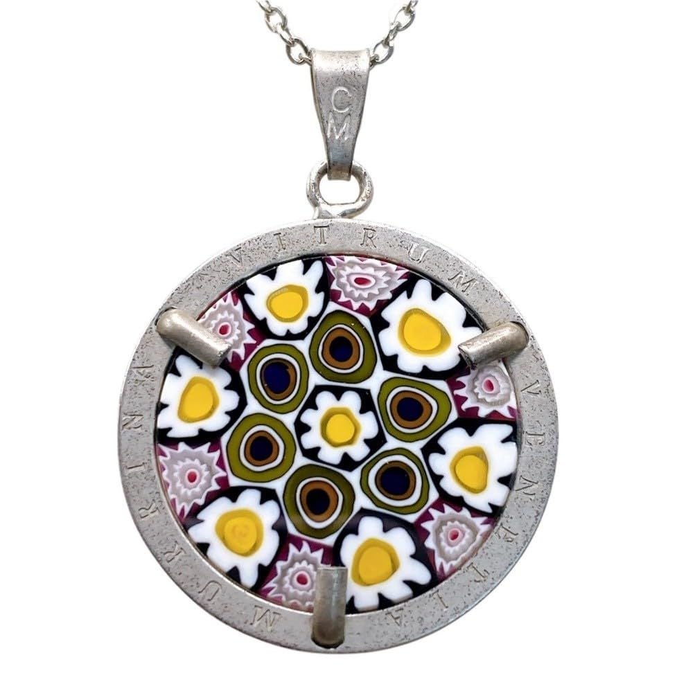 【 ITALY MURANO GLASS 】 ミルフィオリ 花柄 ガラス チョーカー ネックレス/レディース ファッション アクセリー/イタリア ヴェネチアンガラス 輸入 品 [並行輸入品]