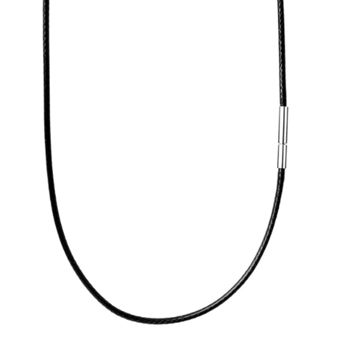 Necm ネックレス メンズ ブラック 黒 紐ネックレス メンズチョーカー チェーン 45cm~55cm 幅2-3㎜ ピンク ワックスコード ステンレス 留め金