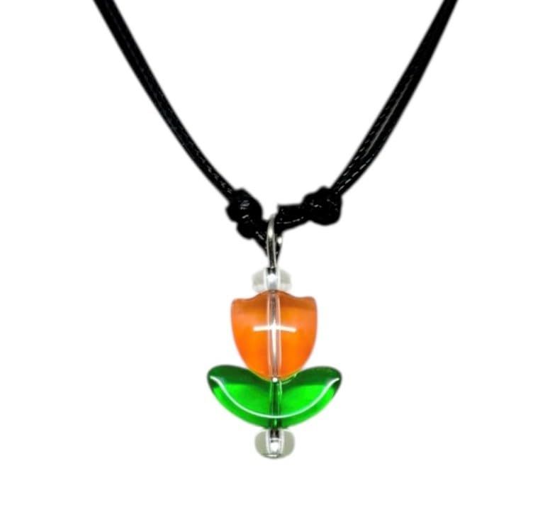 venetian murano glass in Italy/おしゃれ アート アクセサリー ベネチアンガラス チョーカー ネックレス/チューリップ ブルー 花/イタリア 輸入 美術品 [並行輸入品]