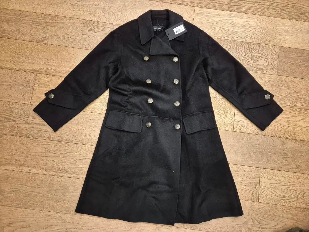 (新品) ダークプラス ウール100% ブラック ロングコート 34サイズ