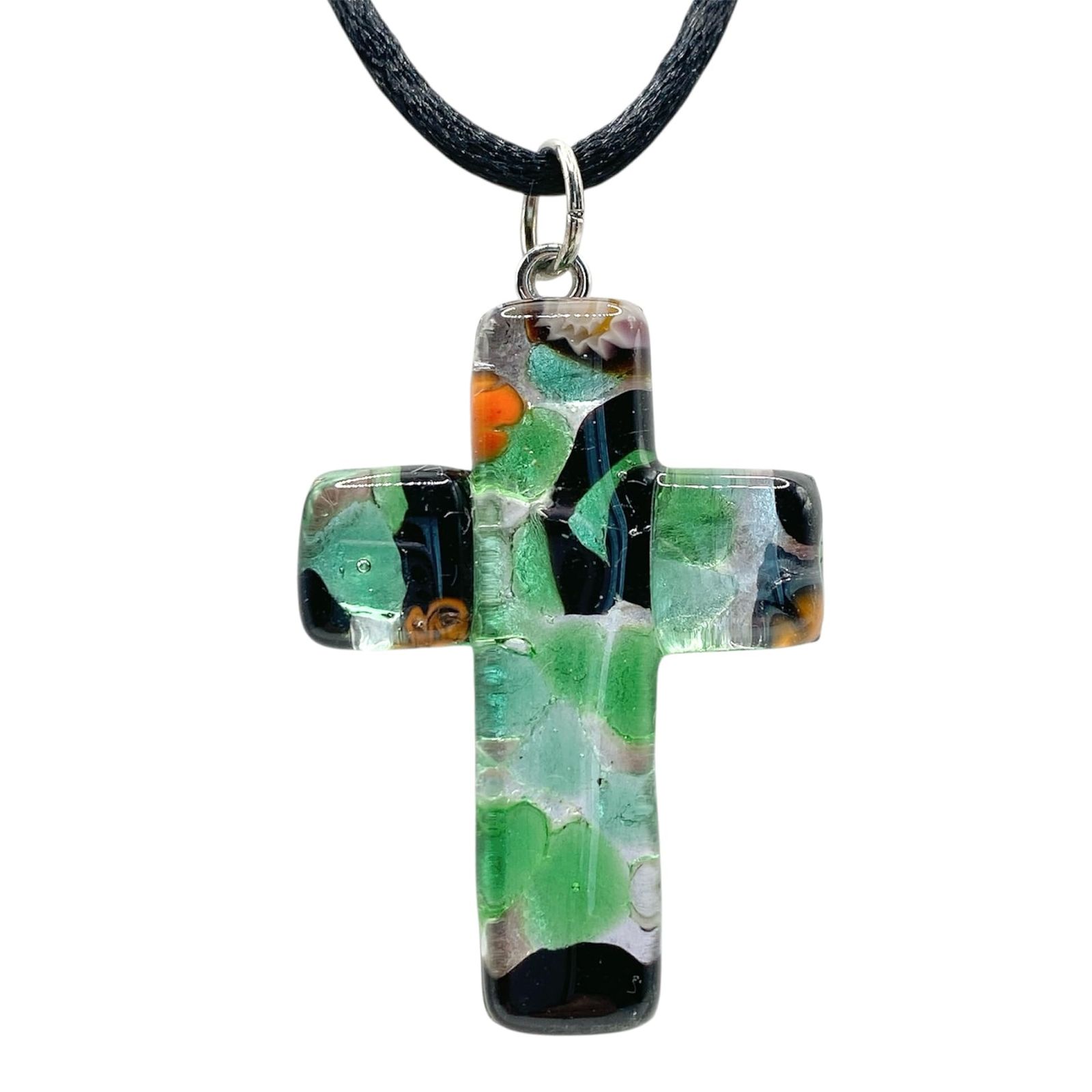 【 MURANO GLASS 】 クロス 十字架 ガラス チョーカー ネックレス/レディース ファッション アクセリー/イタリア ベネチアンガラス 輸入 品 [並行輸入品]