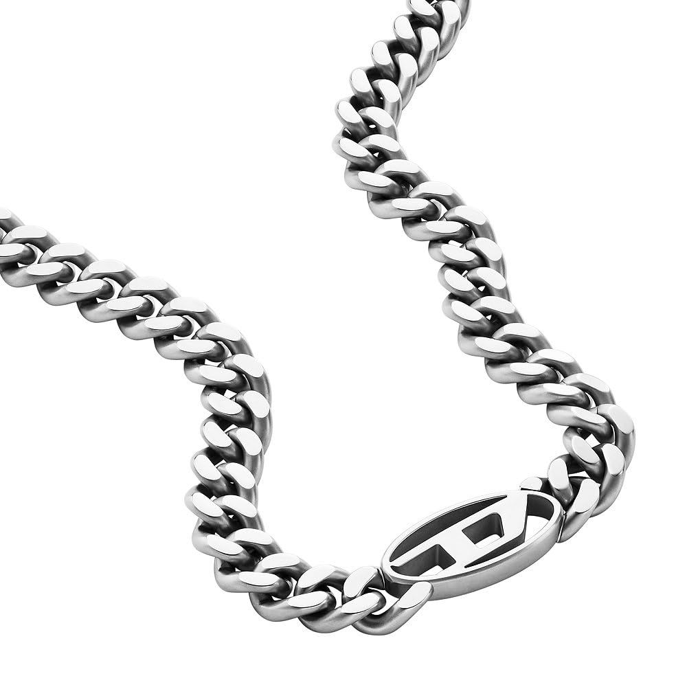 Diesel メンズ ステンレススチール ロブスタークラスプクロージャー チェーンネックレス, Length: 450mm+50mm, Width: 32mm, Height: 15.5mm, ステンレス鋼, 宝石なし