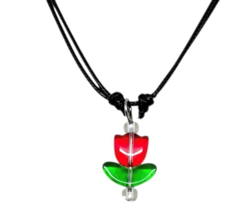 venetian murano glass in Italy/おしゃれ チョーカー ネックレス アート アクセサリー ベネチアンガラス/チューリップ ブルー 花/イタリア 輸入 美術品 [並行輸入品]