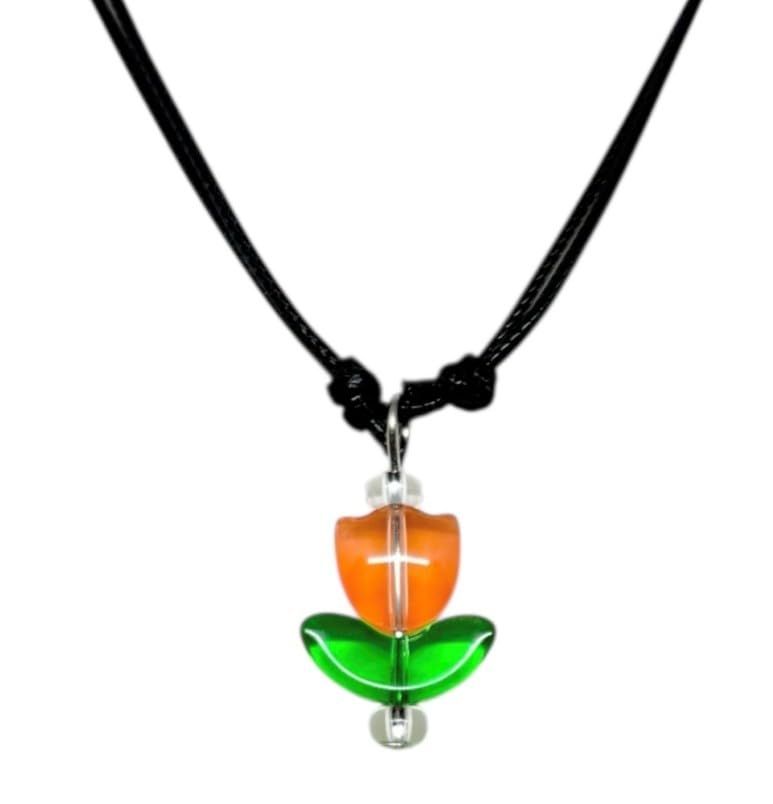 venetian murano glass in Italy/おしゃれ ベネチアンガラス チョーカー ネックレス/チューリップ オレンジ 花/イタリア アート アクセサリー 輸入 美術品 [並行輸入品]