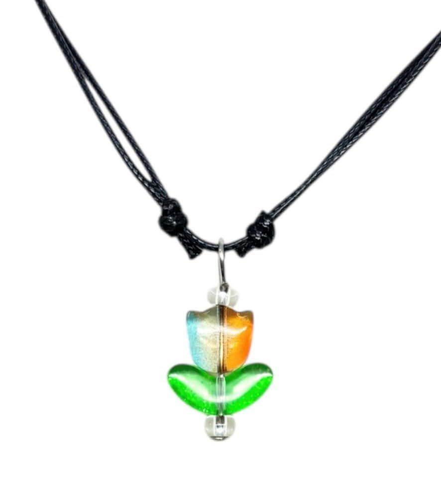 venetian murano glass in Italy/おしゃれ ベネチアンガラス チョーカー ネックレス/花 チューリップ/イタリア アート アクセサリー 輸入 美術品 [並行輸入品]
