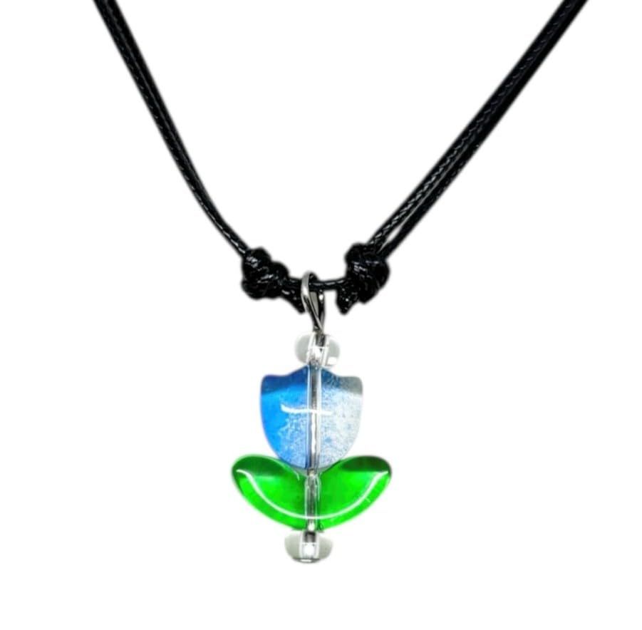 venetian murano glass in Italy/おしゃれ ベネチアンガラス チョーカー ネックレス/フラワー チューリップ 花/イタリア アート アクセサリー 輸入 美術品 [並行輸入品]