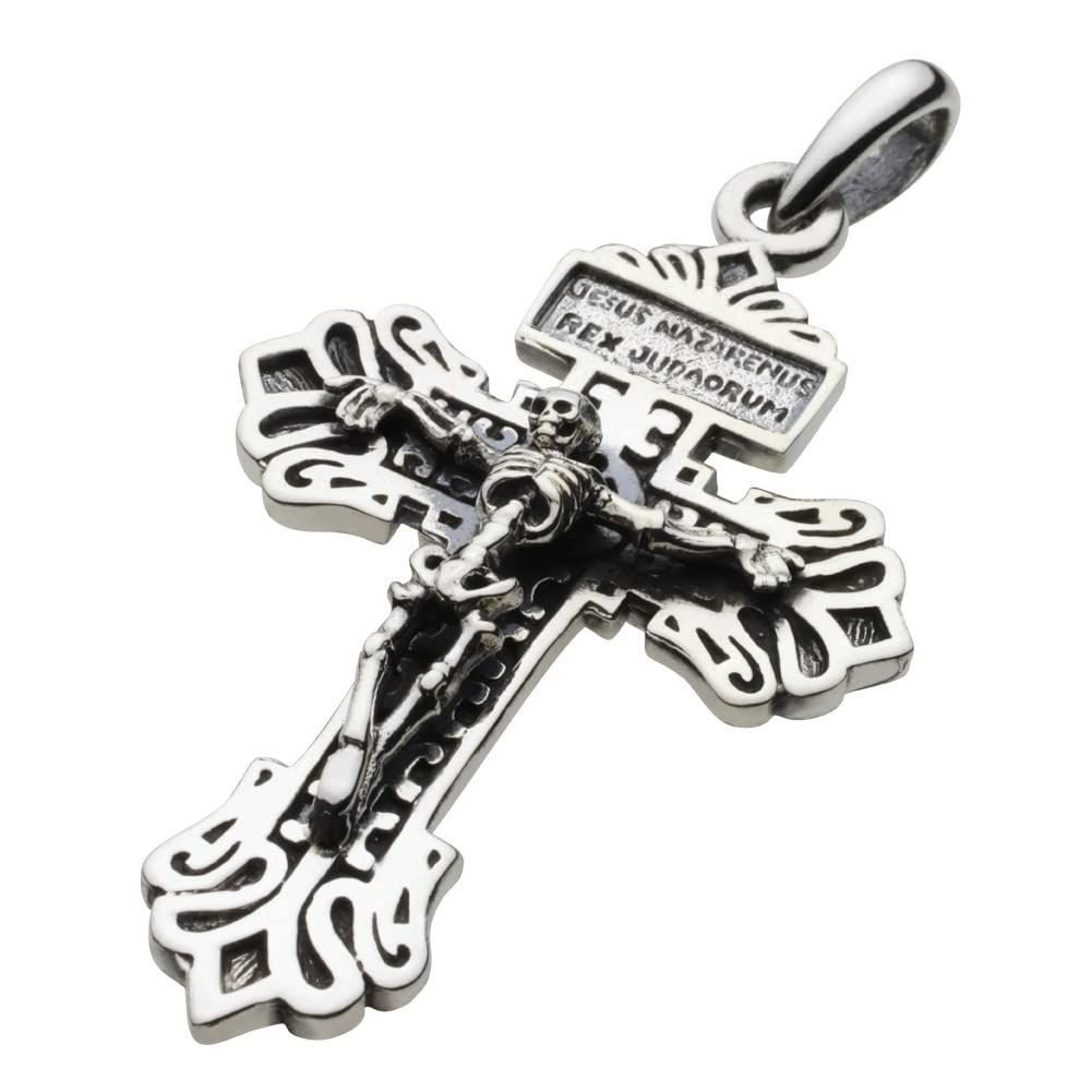 [FIGMART] クロス スカル リバーシブル ペンダント【シルバーアクセサリー】fp0323