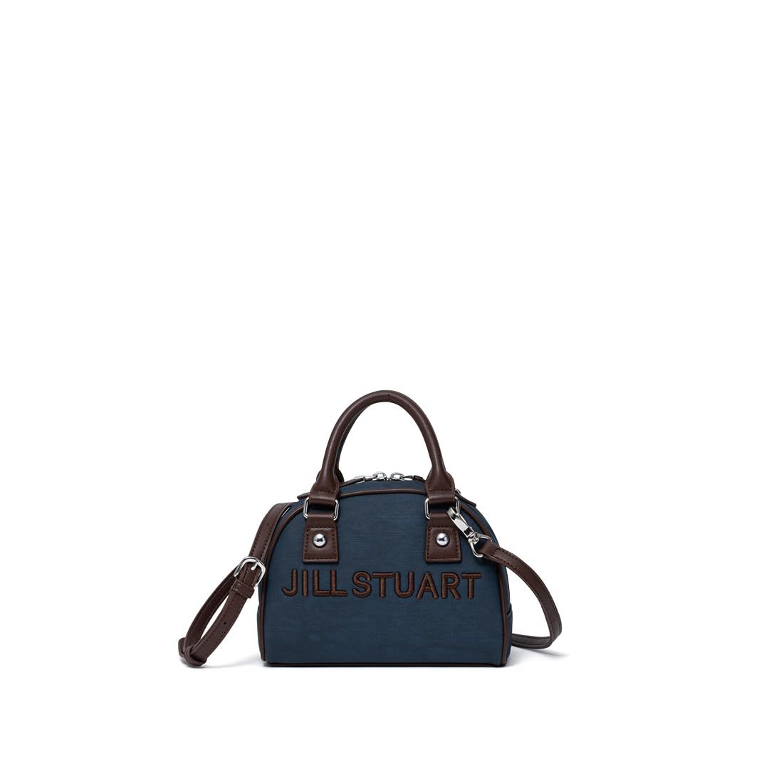 [ジル スチュアート] ２WAYミニボストンバッグ【パネルデニム】レディース ブランド 刺繍ロゴ デニム風 合成皮革 軽量 コンパクト ハンドバッグ ロングショルダー付 JSLH5JB2