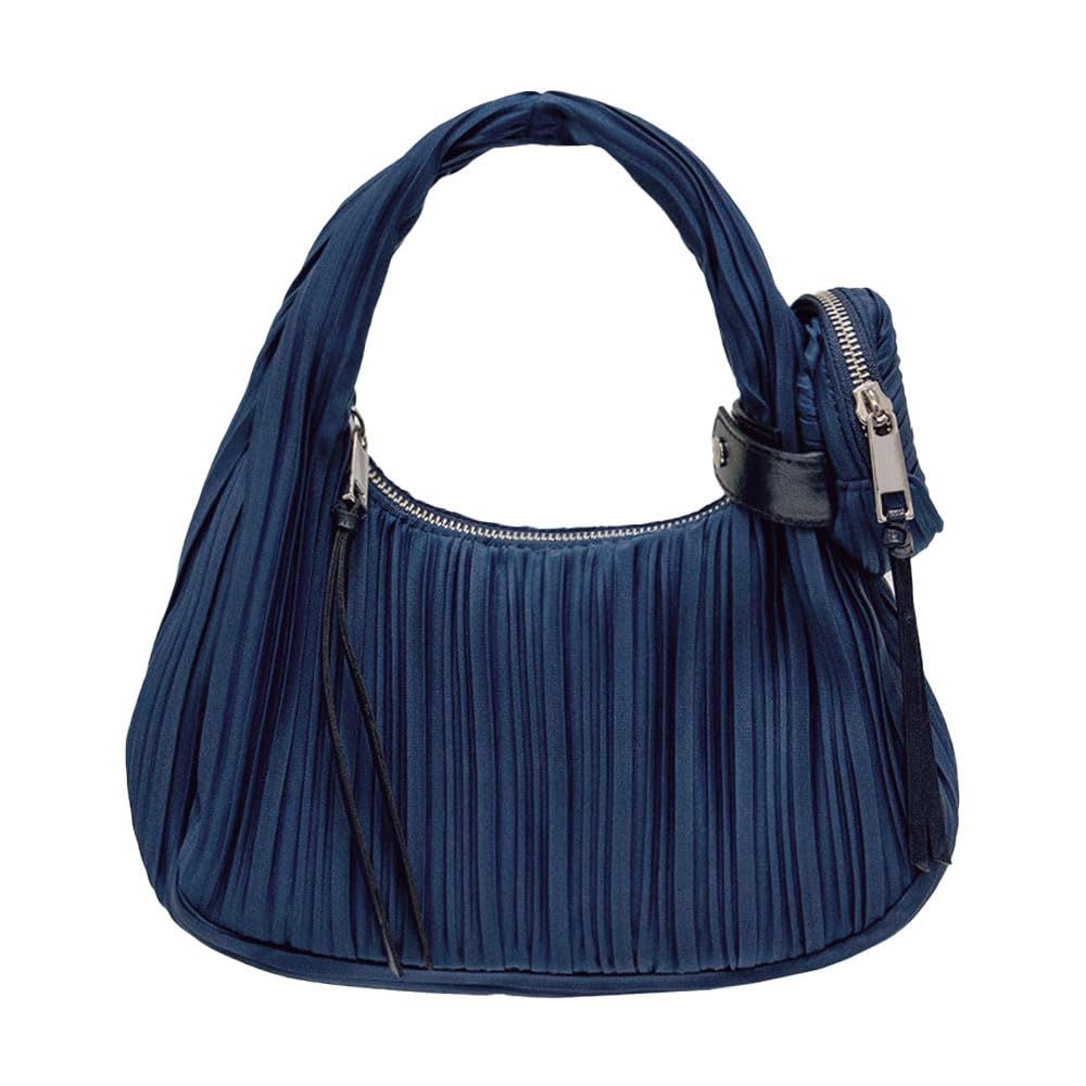 [BLUEORB] Mini Hobo Bag ハンドバッグ ミニトート プリーツバッグ レディース 韓国ファッション (イブニングブルー)