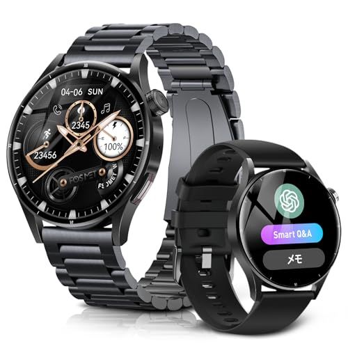 ☆新品☆スマートウォッチ ChatGPT【2026最新・第3世代】FOSMET QS40 iPhone アンドロイド対応 Smart Watch 丸型 メンズ 10日間のバッテリー持ち 常時表示 AI文字盤 1.43インチ AMOLEDディス 87dd2882