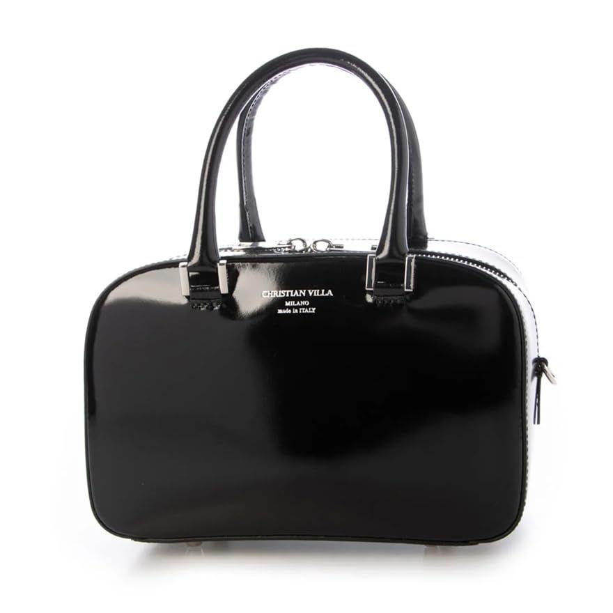 [christian villa] クリスチャンヴィラ ハンド バッグ 2WAY ショルダーバッグ ガラスレザー 6151 6127 (NERO/silver) 23,359円