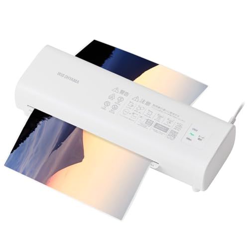 アイリスオーヤマ ラミネーター A4対応 ~100μm対応 フリーレバー付 ウォームアップ時間2分30秒 コンパクト LM42D-W ホワイト 1年★ 15299290
