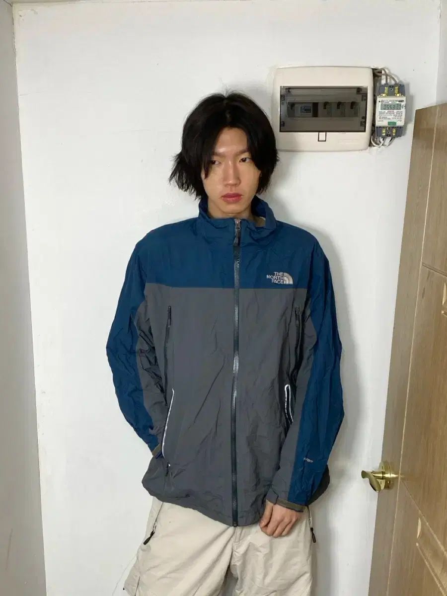 THE NORTH FACE ザノースフェイス ハイベント グレー ダークブルー ウィンドブレーカー XL