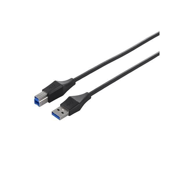 (まとめ) バッファロー ユニバーサルコネクター USB3.0 スリムケーブル (A)オス-(B)オス ブラック 2m BSUABSU320BK 1本 〔×4セット〕