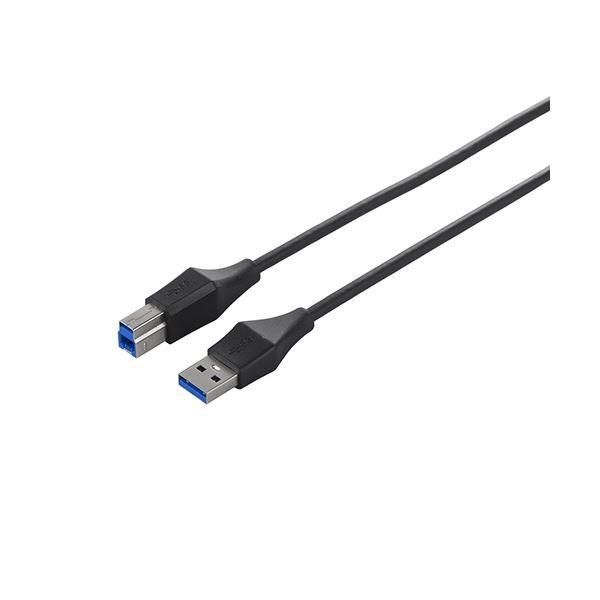 (まとめ) バッファロー ユニバーサルコネクター USB3.0 スリムケーブル (A)オス-(B)オス ブラック 1m BSUABSU310BK 1本 〔×4セット〕