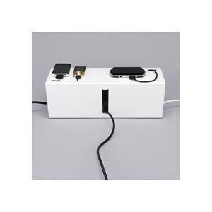 (まとめ) バッファロー ケーブルボックス 電源タップ＆ケーブル収容 Lサイズ ホワイト BSTB01LWH 1個 〔×2セット〕