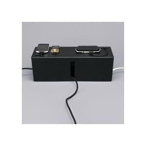 (まとめ) バッファロー ケーブルボックス 電源タップ＆ケーブル収容 Lサイズ ブラック BSTB01LBK 1個 〔×2セット〕