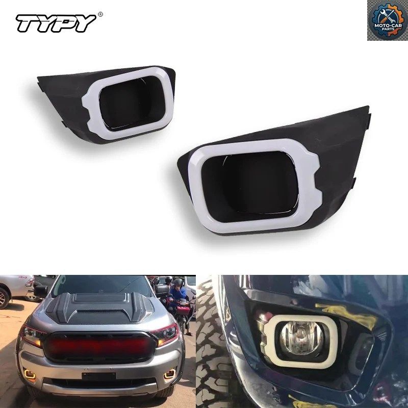 2個入り フロントバンパーフォグランプカバー LEDデイタイムランニングライト ターンシグナルインジケーター付き フォード レンジャー T8 2