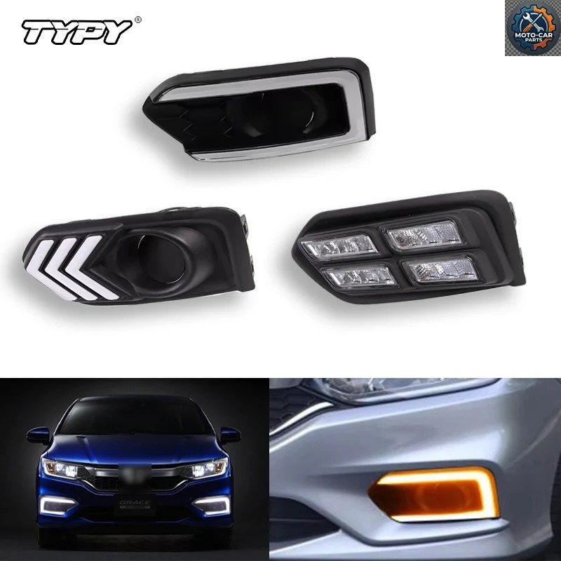 ホンダ シティ 2017 2018 2019 用 LED デイタイム ランニング ライト フォグランプ カバー イエロー ターンシグナル付き 20,206円
