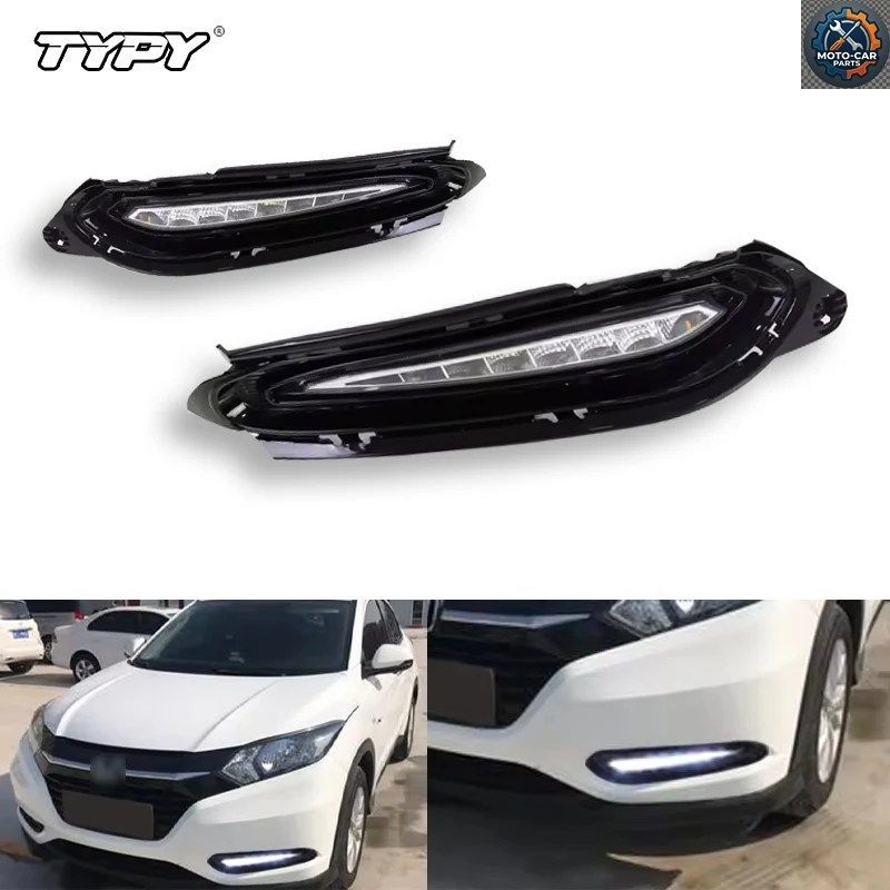 ホンダ HR-V 2014-2017 LED デイタイムランニングライト DRL フォグランプ デイライトターンシグナル付き イエローターンシグナル