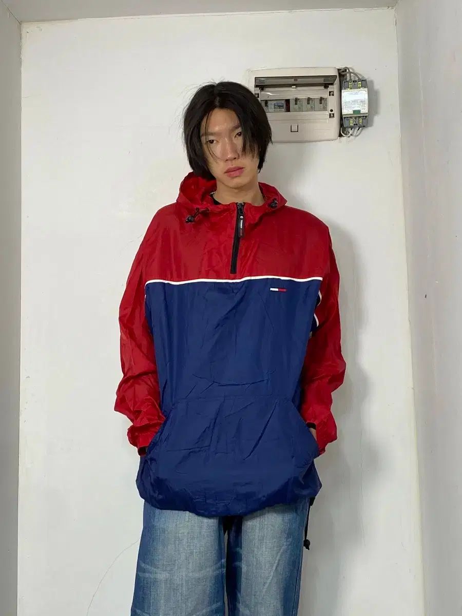 トミー ジーンズ オールドスクール ウインドブレーカー アノラック XL