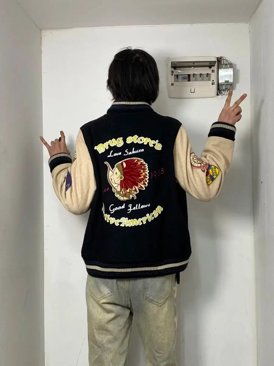 日本ヴィンテージ ブランド キルティング スタジャン ジャケット F