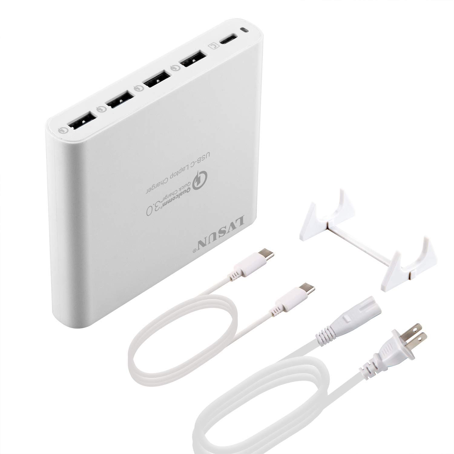 LVSUN Type C USB充電器 80W 5ポート USB-C PD2.0/QC3.0 Type C ケーブル付け 急速充電器 ノートPC用 Apple MacBook Nexus 6P 5X HP Asus Toshiba Lenovo Ac ...
