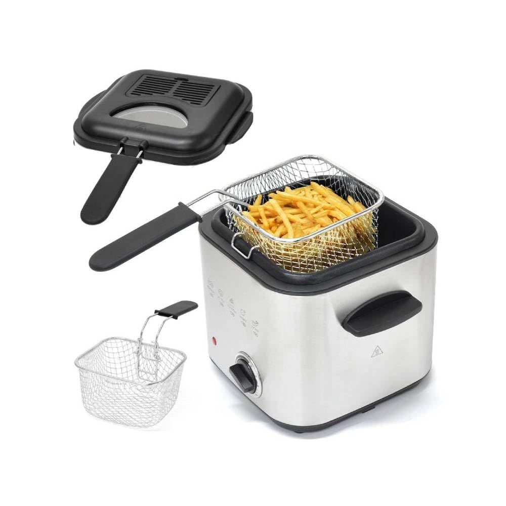seathestars 電気フライヤー 家庭用 卓上 一人用 蓋付き 小型 鍋 1.2L 温度調節 130℃?190℃ 揚げ物 フライ 串揚げ コンパクト ダイヤル式 バスケット バスケット付きwb 68f07201