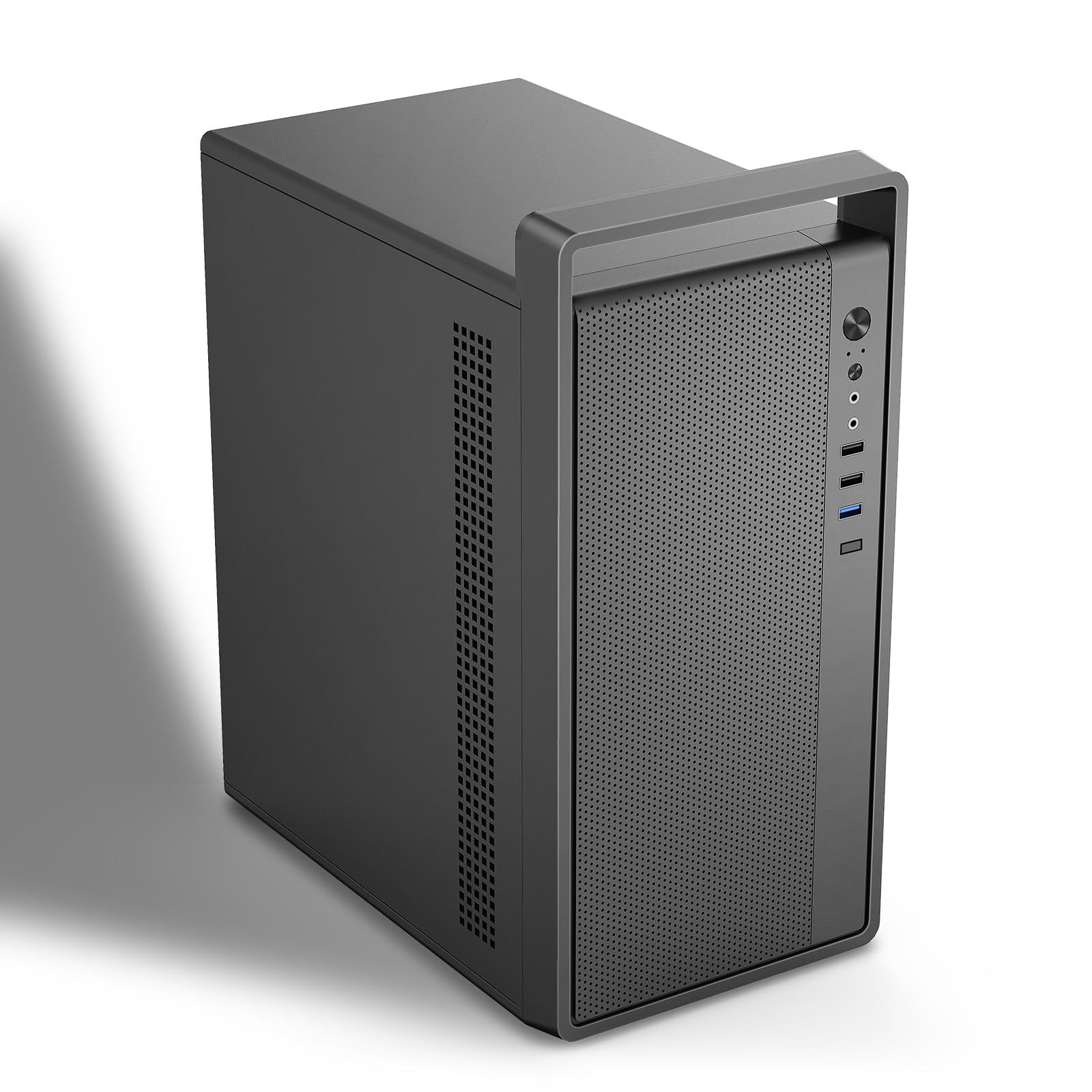 MAQUYマイクロATX PCケース ハンドル付き 0.7mmスチール製 ポータブルデザイン 最大260mmグラフィックボード対応 ATX電源ユニット対応 120mmリアファン標準装備 ミニタワー デスクトップ用 ブラック(31.5*18.5*35cm)
