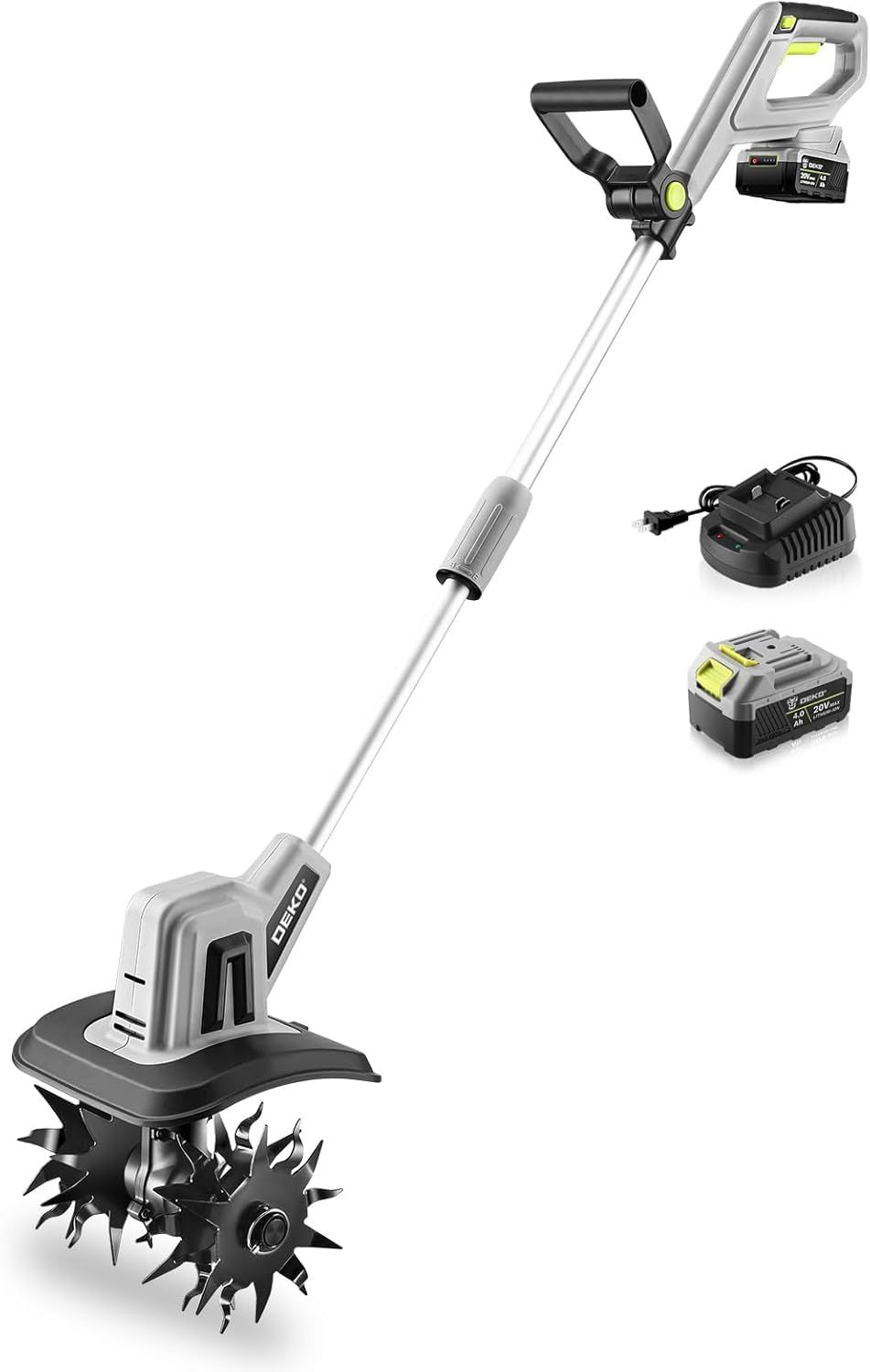 DEKOPRO 耕運機 家庭用 充電式耕うん機 耕幅228mm/耕深167mm 電動耕運機 小型 コードレス 2個4Ahバッテリー付き 軽量 組み立て簡単 家庭菜園 庭園 水田畑 農業土耕すkk