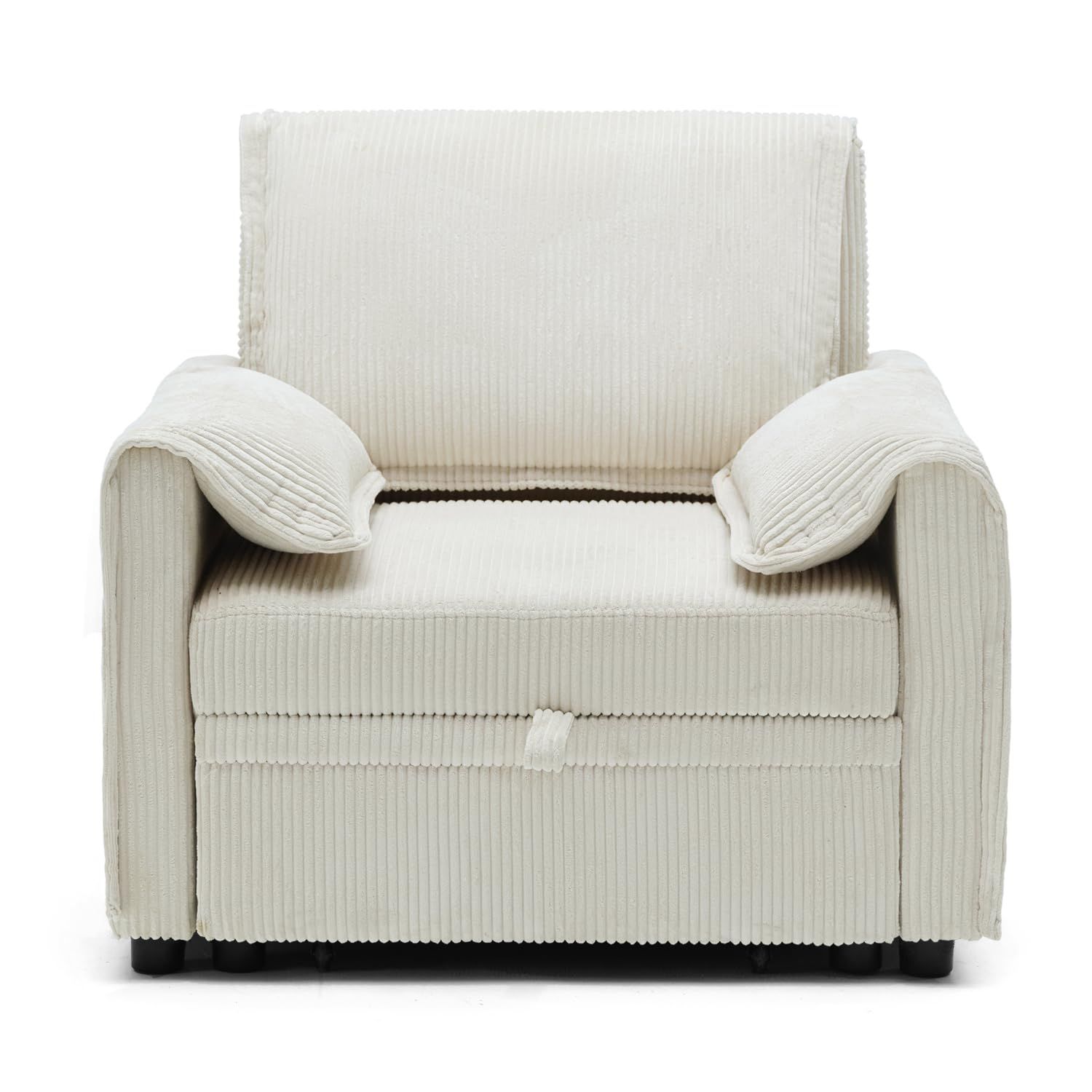 Syuan Kaguソファーベッドリクライニングチェア sofa bed 多機能一人掛け1人掛けソファー伸長式ソファーベッド引き出し式リクライニング 3way白グレージンジャー90.5*80.5*84.5cm (コーデュロイ生地, 白)