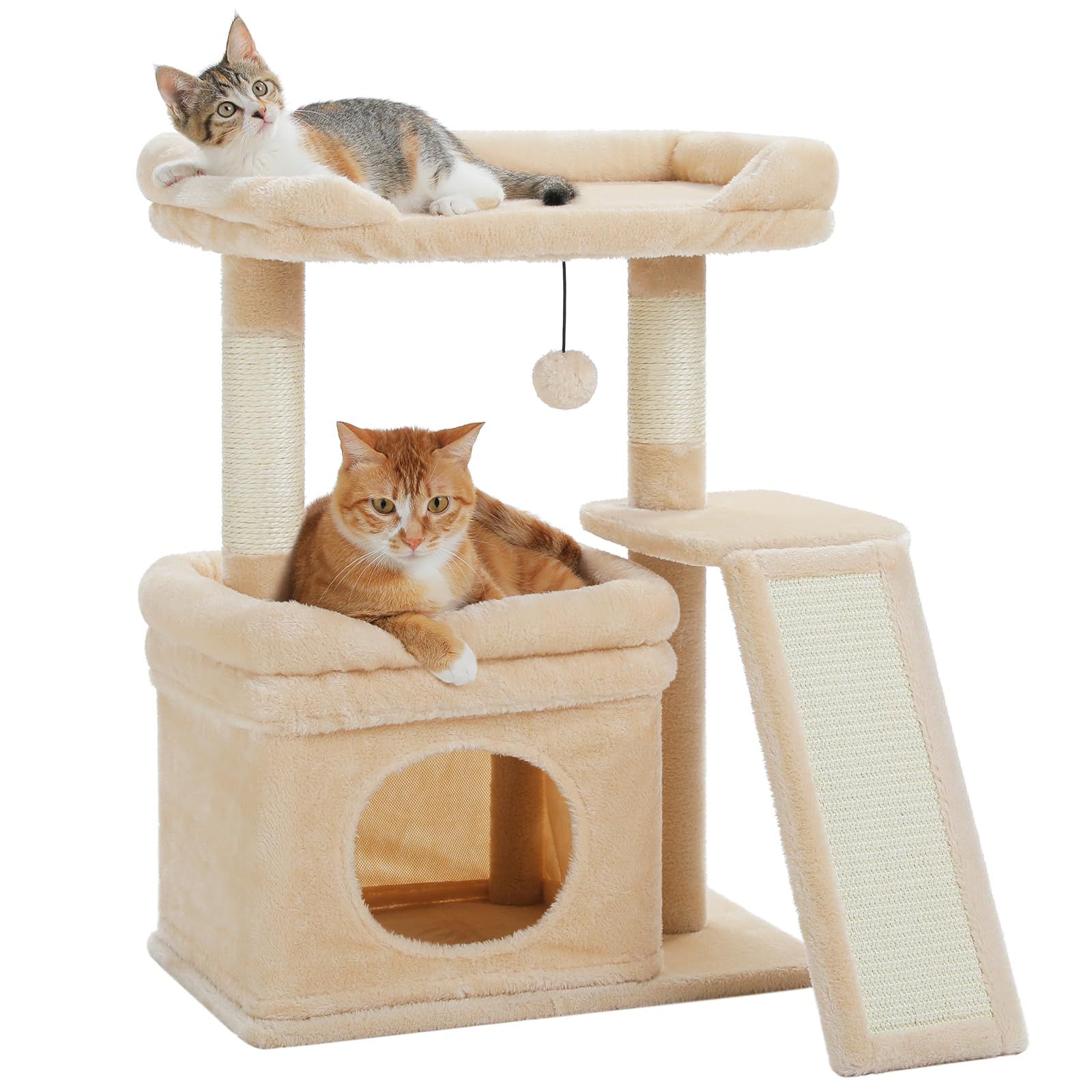 PAWZ Road キャットタワー ミニ 猫タワー 低い 猫ハウス 猫 爪研ぎ タワー シニア猫 高齢猫 ペット おしゃれ スリム 可愛い 猫 ベッド 短足 マンチカン 階段 登りやすい ジャンプの苦手な猫ちゃん 人気 据え置き 省スペース 組立簡単 安定 -