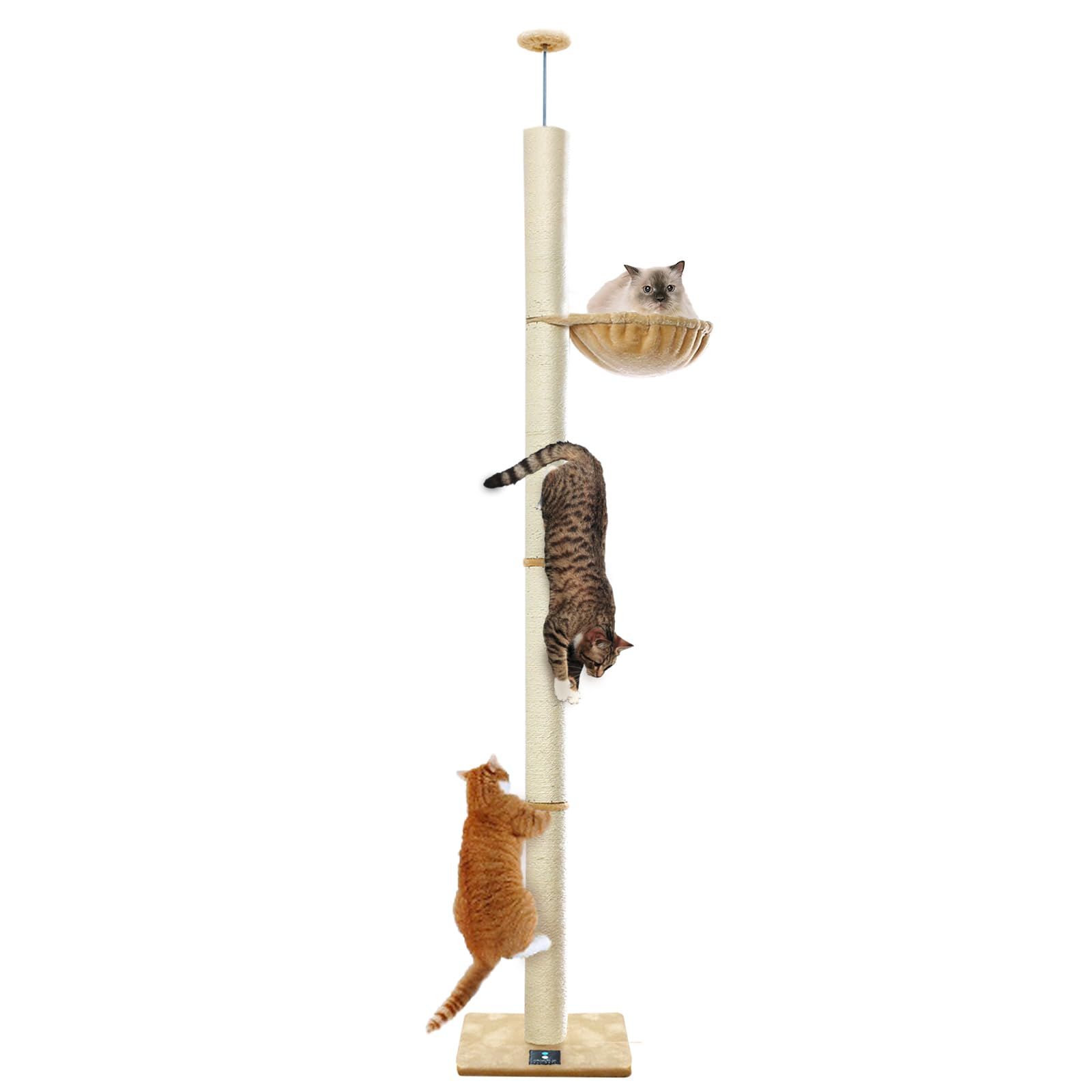 ottostyle.jp 猫爪とぎ 木登りキャットポール 突っ張り(つっぱり)式 高さ240～250cm ハンモック付き 拡張可能 運動不足解消 遊具 遊び場 省スペース インテリア 可愛い デザイン [支柱/直径10cm]