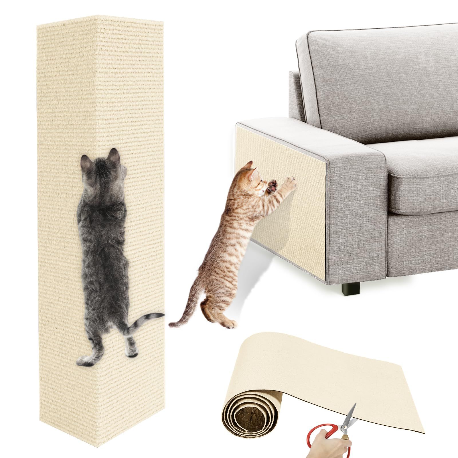 爪研ぎ 猫 爪研ぎ防止シート 猫用爪とぎマット Pawaboo つめとぎ 爪研ぎ 40×300cm 猫 つめとぎポールリペア キャットタワーリペア カーペット 自由にカットできる 壁に貼る 幅40cm ソファー保護 床保護 壁保護 剥がせる ロール 家具保護