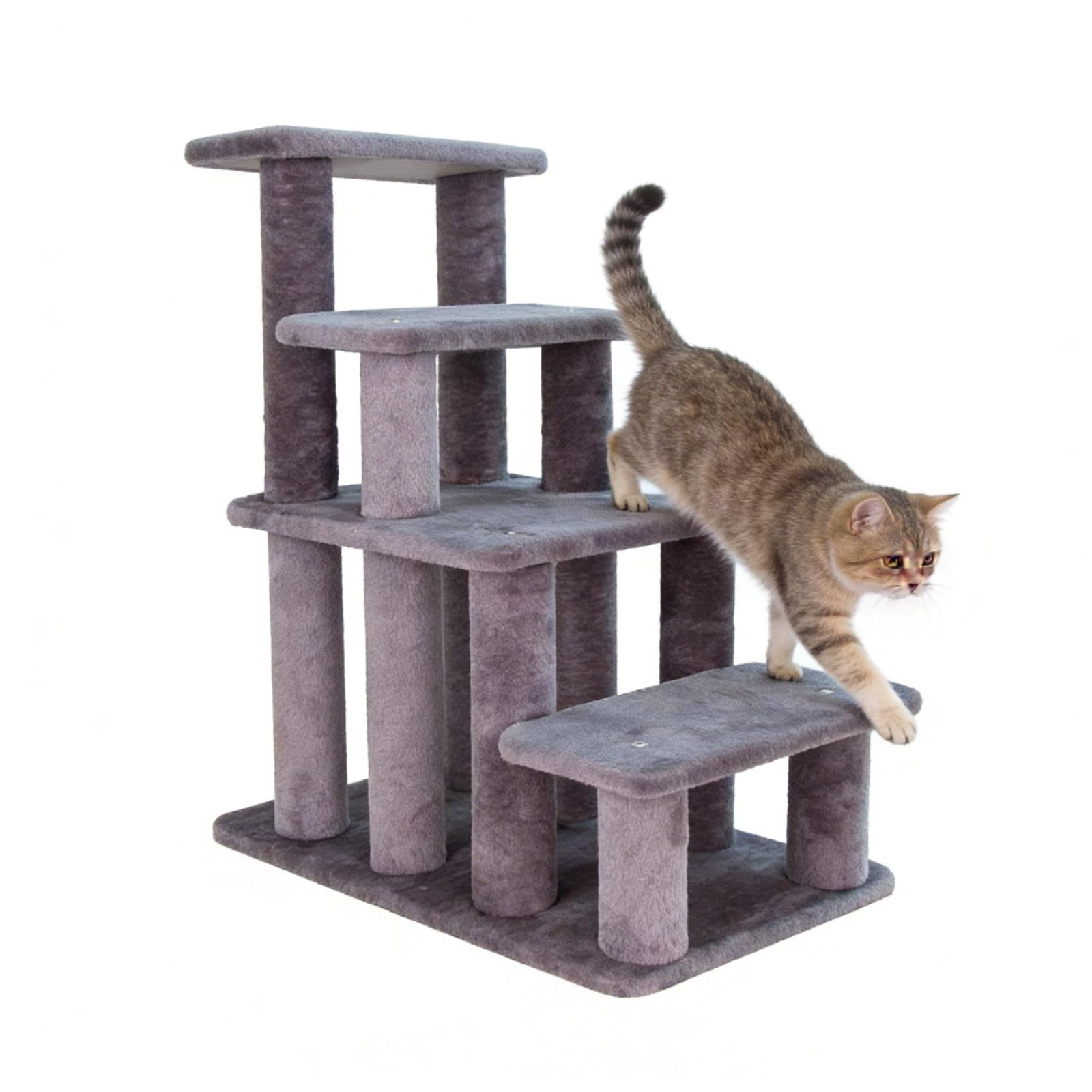 catopie 猫 猫階段 猫ステップ シニア 犬 犬階段 犬ステップ ペット ペット階段 登りやすい 清掃しやすい 穴あけ不要 ジャンプ練習 ケガ 看護 高齢 子猫 子犬 広い 低い段差 キャットタワー 家具組み付け 滑り止め 頑丈 4段 (グレー, L)