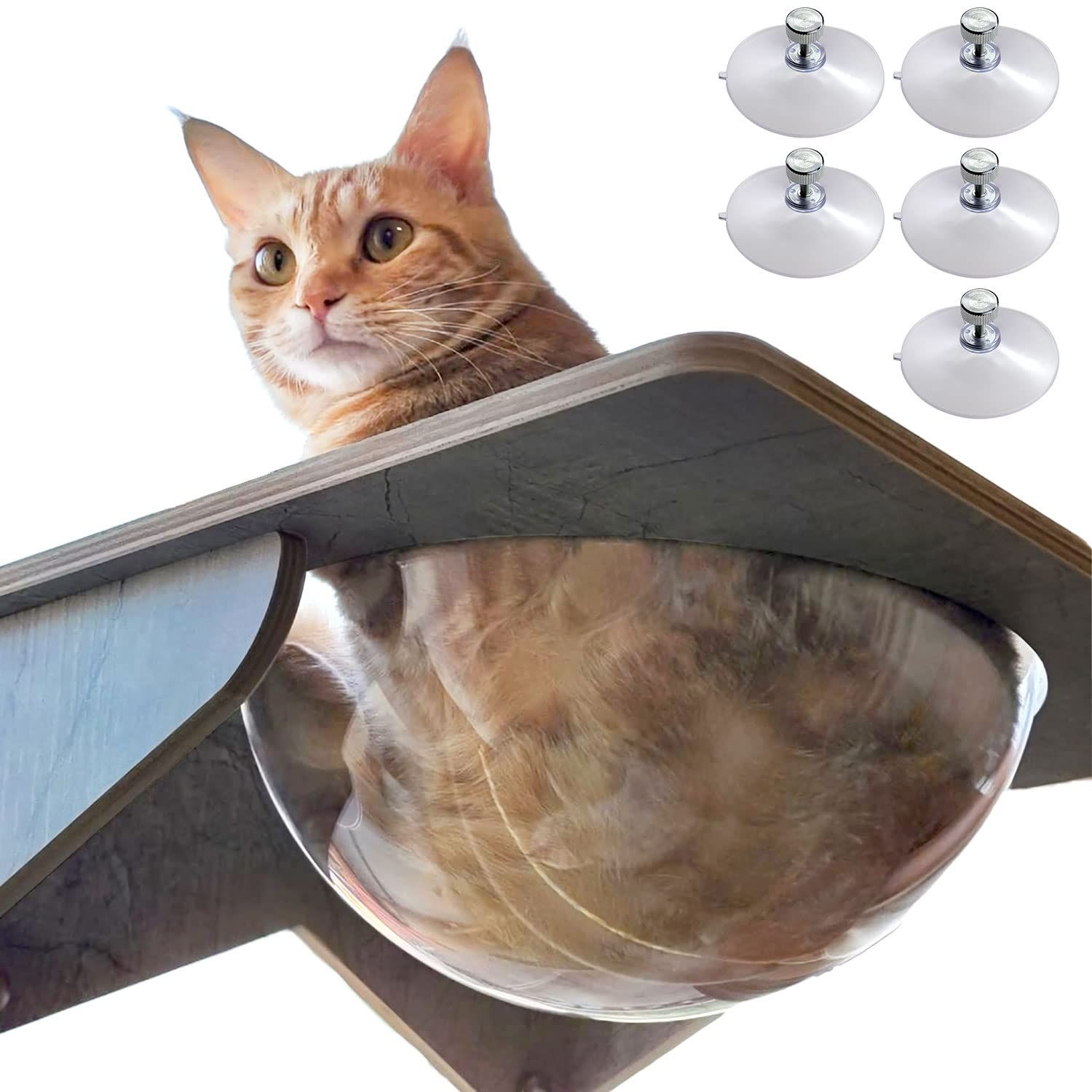 POOKIE 猫 窓 ハンモック スケルトン 窓ベッド 猫ベッド 宇宙船 キャットタワー 吸盤 取り付け