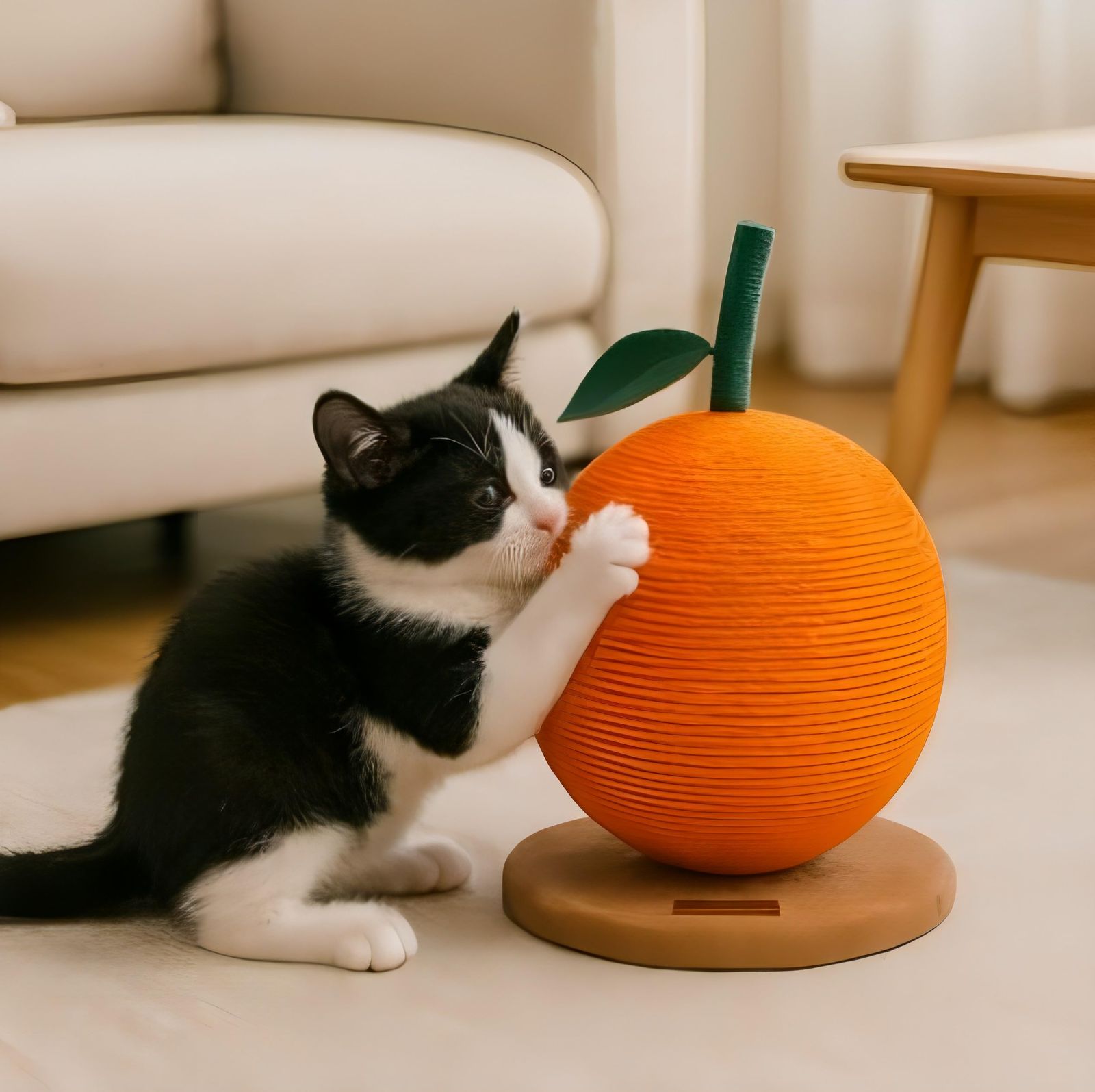 bubulu 猫 爪とぎボール みかん型 キャットタワー サイザル麻 登り棒 おもちゃ ストレス解消 省スペース 置き型 多用途