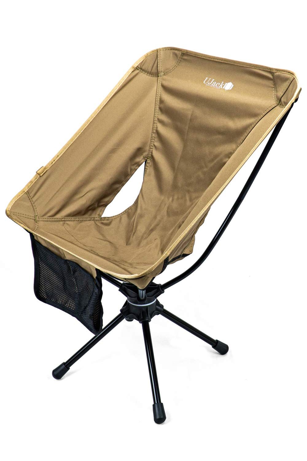 UJack(ユージャック) アウトドア スピンチェア 360度回転 収納ケース付 折りたたみ キャンプ 椅子 耐荷重150KG (コヨーテ)
