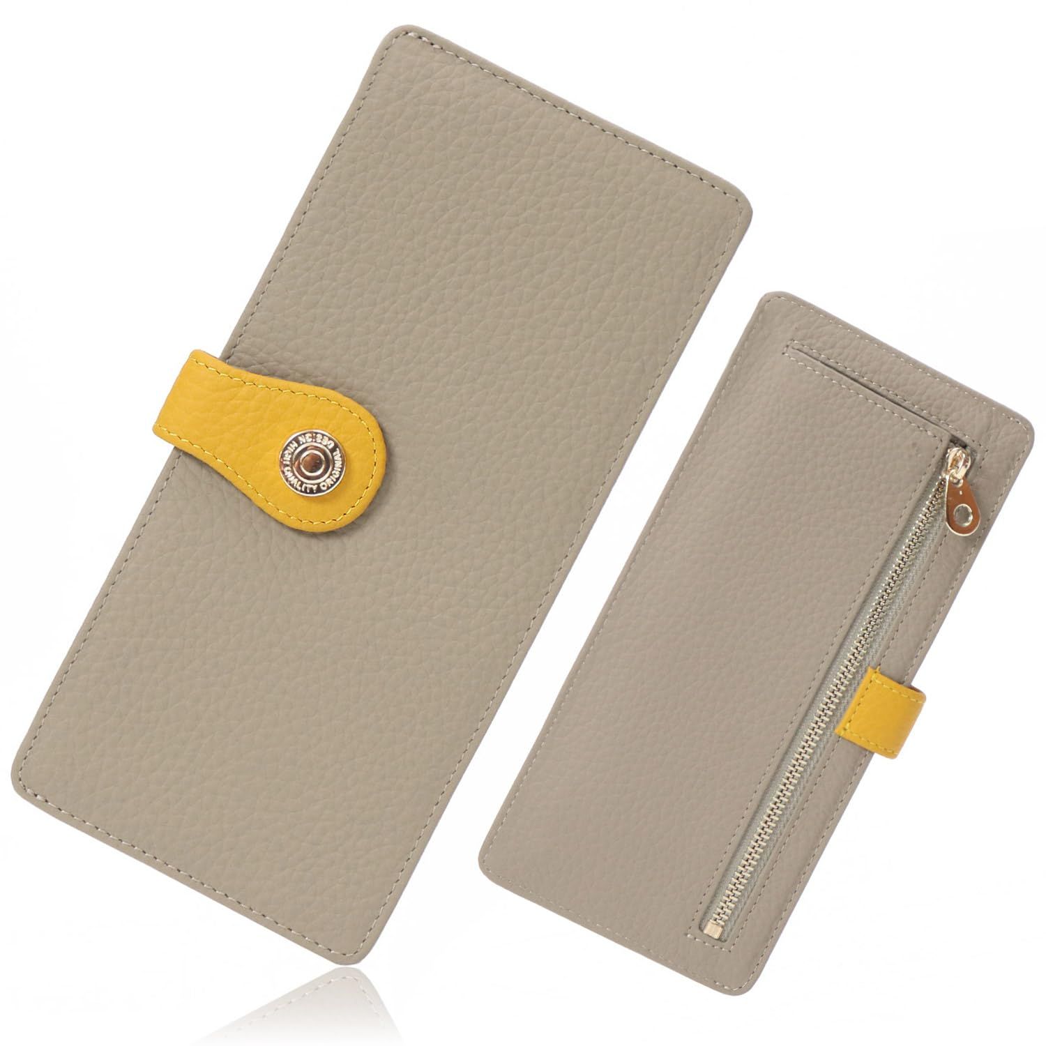 【新着商品】おしゃれ ロングウォレット bp-1081 薄型 軽量 レザー 本革 グレージュ 財布 レディース 長財布 [ブランポム]